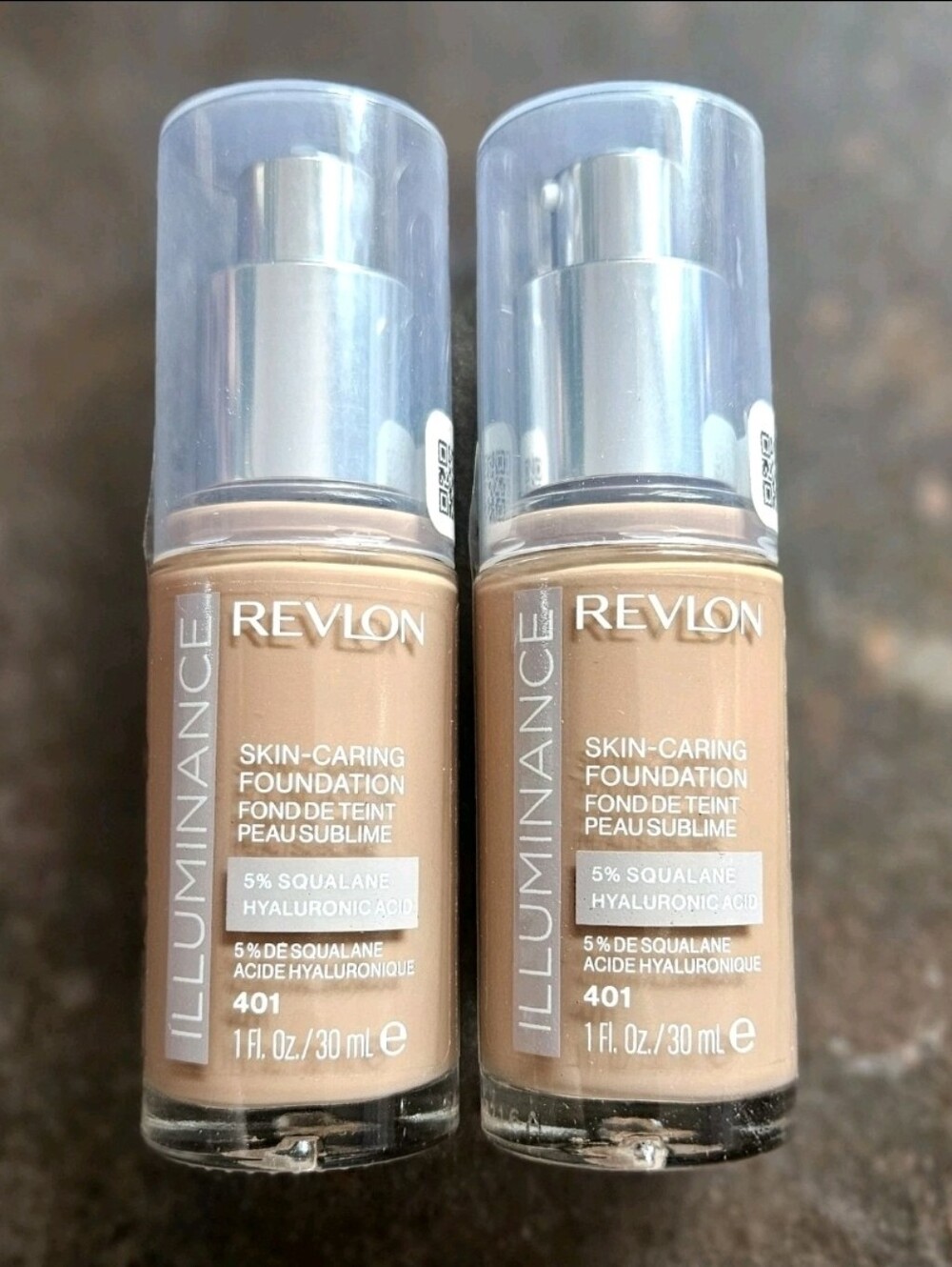 2 x Revlon 401  LIGHT COFFEE Illuminance Skin-Caring Foundation 1 oz ea NEW!